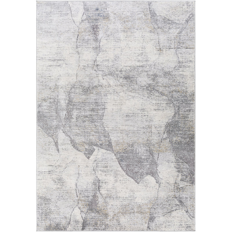 Adelene Abstract Light Gray/Charcoal Area Rug, Rectangle 12' x 15'