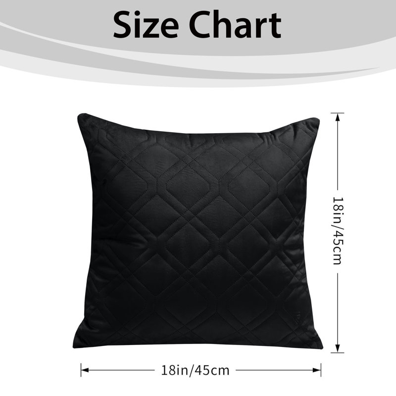 Aspire Homeware Diamond-Pattern Square Velvet Cushion Cover, Black, Pack of 2