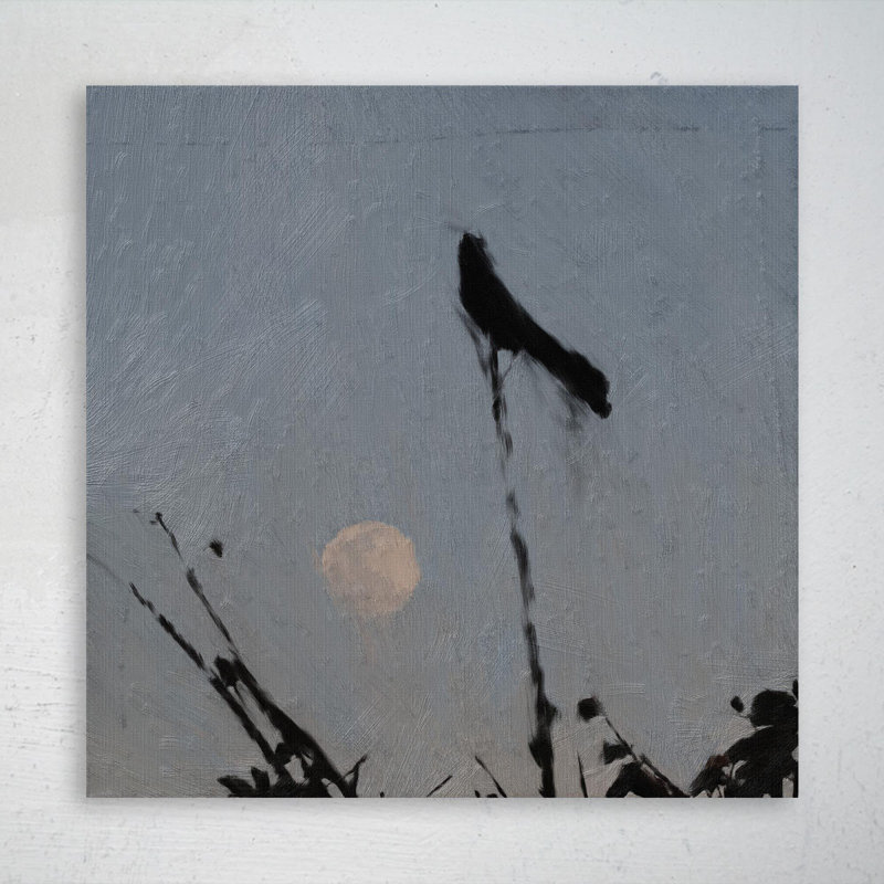 Silhouette Of Bird On Tree Branch During Sunset - " Silhouette Of Bird On Tree Branch During Sunset " Painting Print