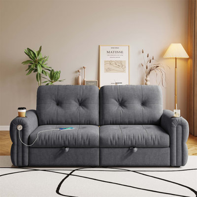 77-Inch Multi-Functional Convertible Sofa Bed With Steel Frame, Chenille Fabric, And High-Resilience Foam For Living Room Or Bedroom Use.
