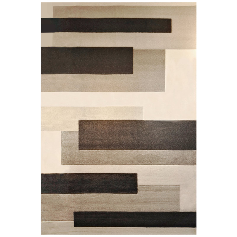 Tapis pour chambre à coucher à rayures Bimlesh, Rectangle 5 pi x 8 pi