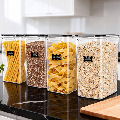 4 Pcs Flour and Grain Storage Containers, 9.5L/321 oz Airtight Food Storage Canisters with Lids – Ideal for Storing Grains, Flour, Sugar, Rice, Pasta, Snacks, Baking Supplies, Coffee, Dried Fruits, and More