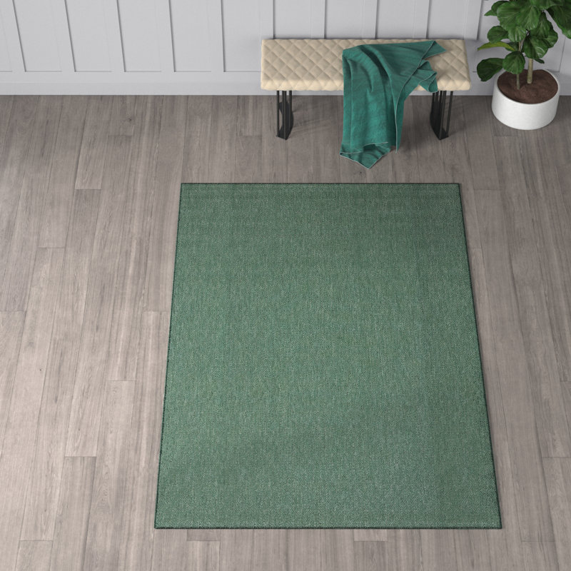 Oppenheimer Geometric Dark Green Indoor / Outdoor Area Indoor/Outdoor Area Rug, Rectangle 5'3" x 7'7"