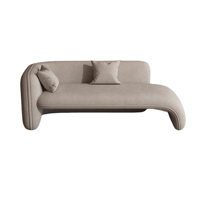 Chaise longue rembourrée Minimalist, Beige, Accoudoir à gauche (vu de face)