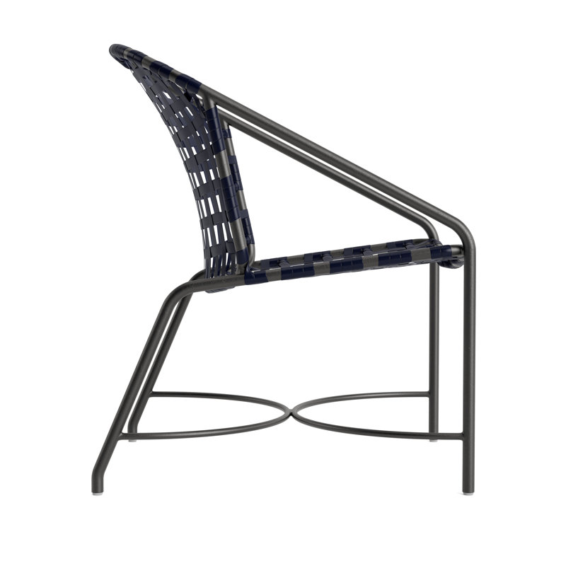Kantan Outdoor Lounge Chair, Textured Pewter/Marine Vinyl Lace