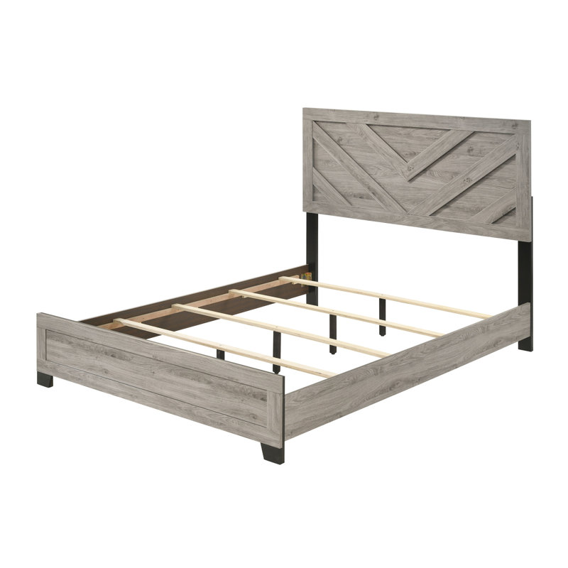 Grand lit à 4 pattes Grey 4, propriété en bois, matelas de 8 po, capacité de poids de 220 lb