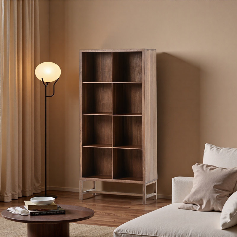 Bibliothèque à grande capacité en bois massif, Brun, (4 tablettes) H 63,78 po x l 29,53 po x P 12,99 po