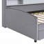 Lit plateforme simple tapissier avec rangement et tiroirs-583179029