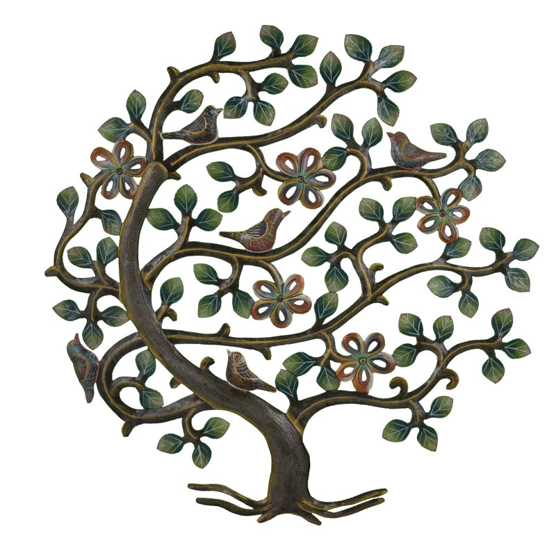 Décoration murale arbre floral peint windswept