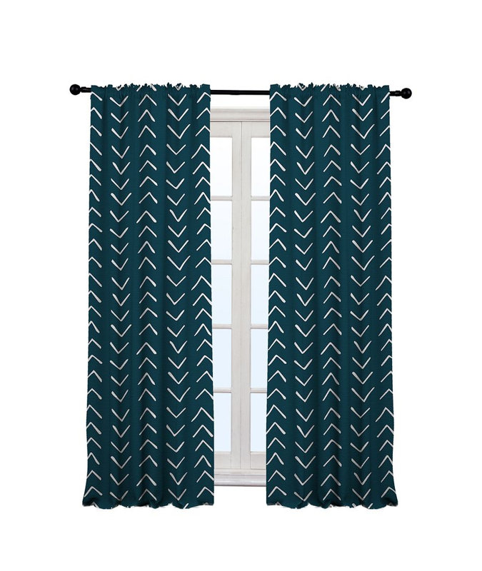 Bohemian Room Lined Single Panel Curtain, 140cm Width x 225cm Drop, Indigo Blue