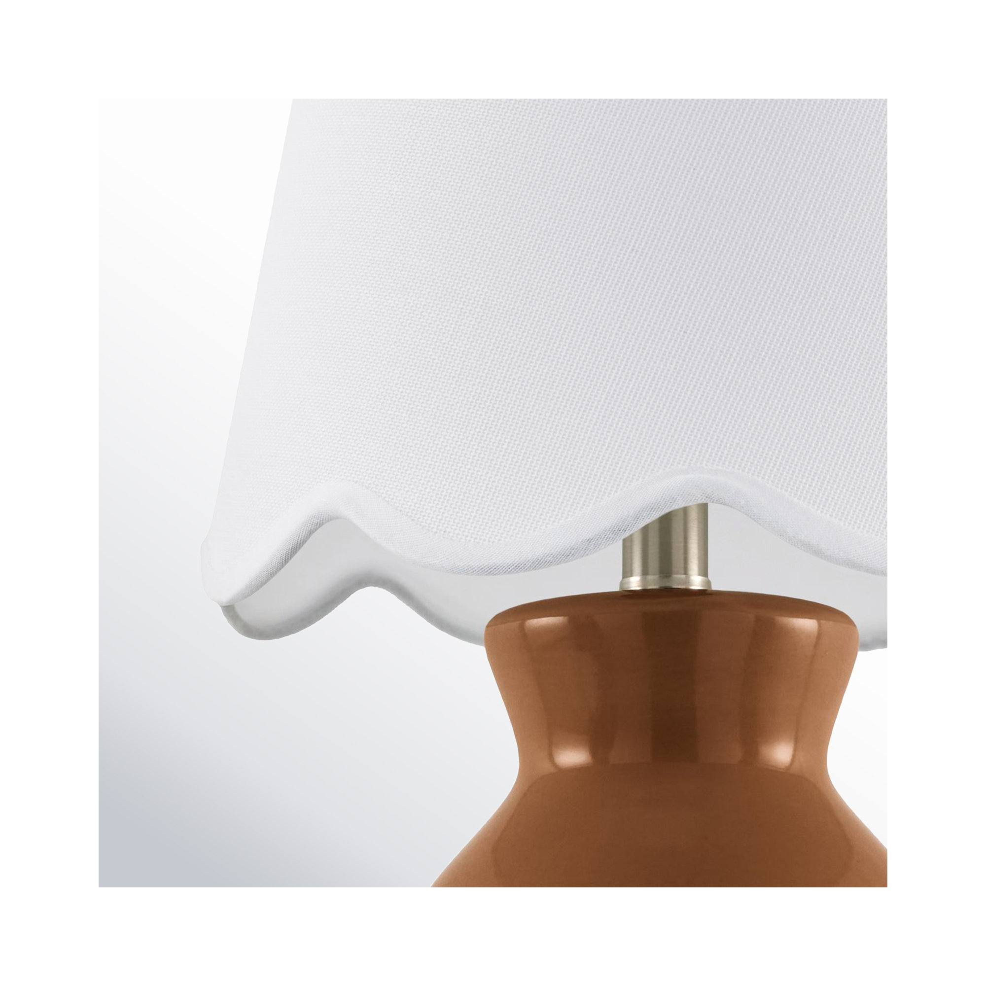 Momsen Scallop Shade Lamp, White Twill, 15"" H x 8"" W x 8"" D, Brown