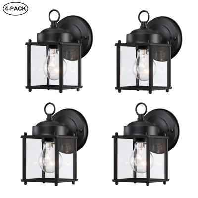 4-Pack 1-Light 8-in Outdoor Wall Light With Clear Glass Shade
