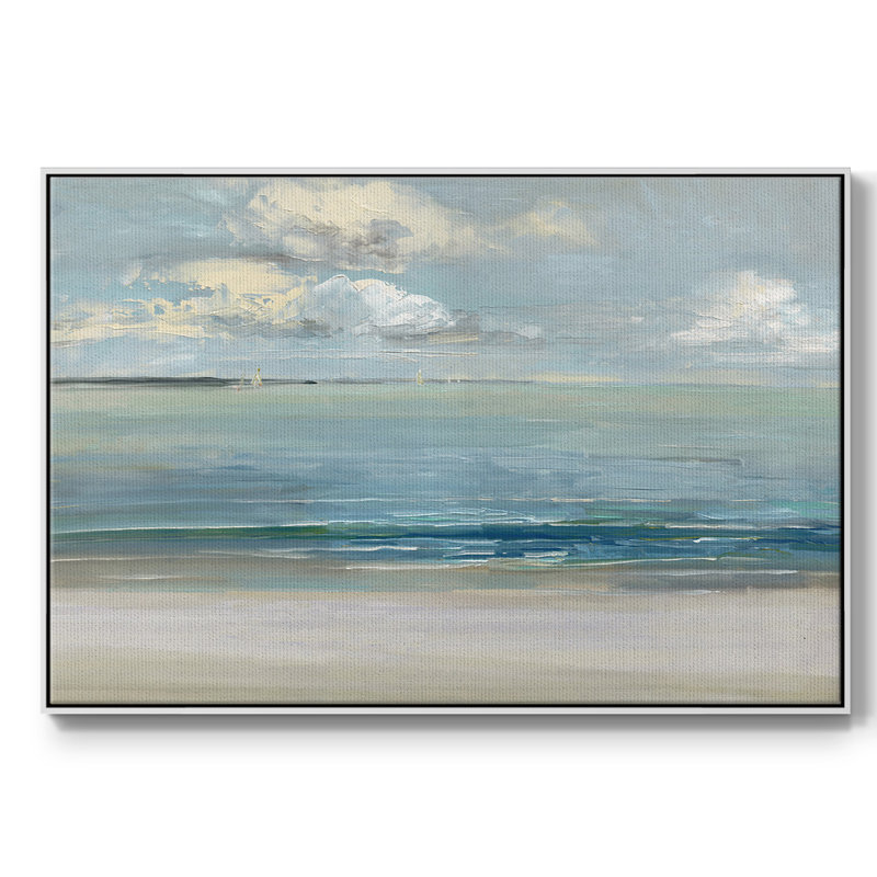 Across The Sound, reproduction d'art sur toile, H 17 po x l 25 po x P 2 po, Blanc