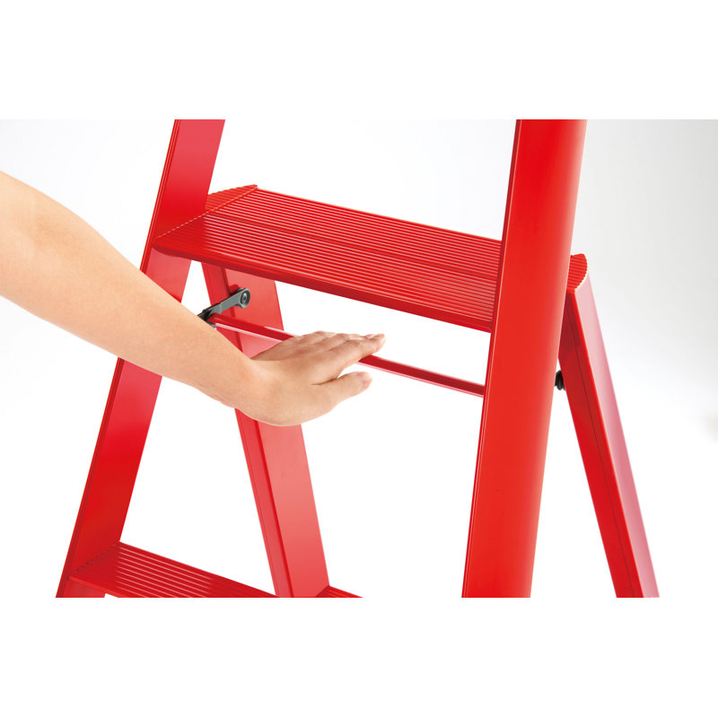 Marchepied léger escamotable en aluminium à 3 marches, Rouge