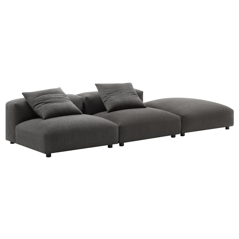 Canapé modulaire rembourré en tissu 3 pièces Solace, Tissu gris charbon
