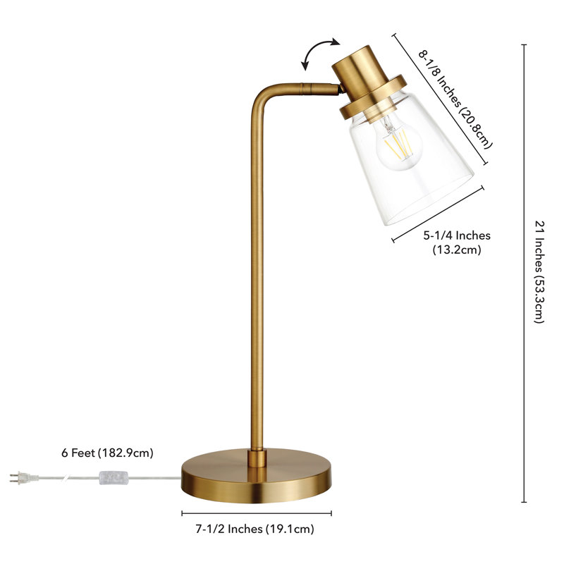 Lampe de table arquée 21 po Granville, Laiton