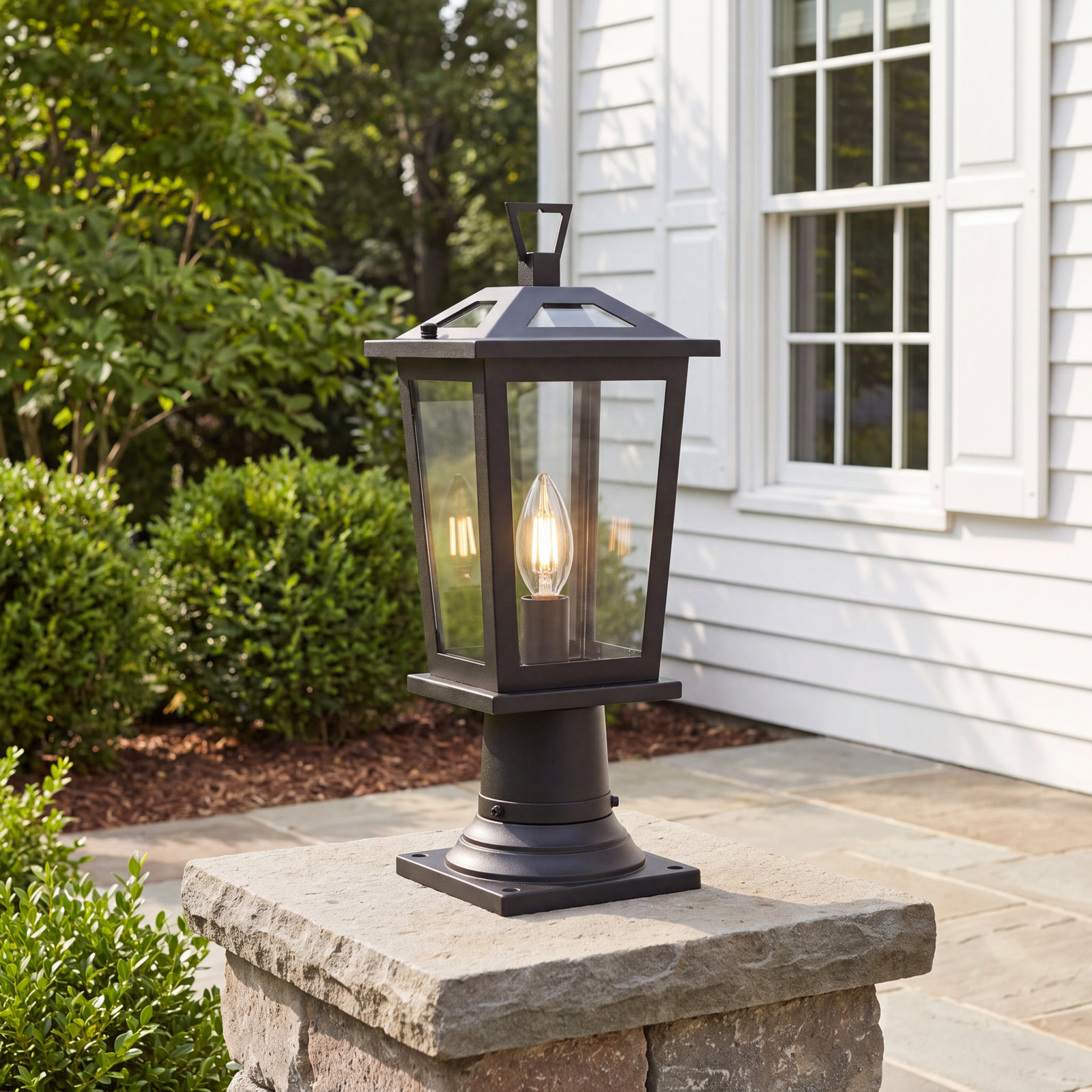 7" Iron Outdoor Post Lantern