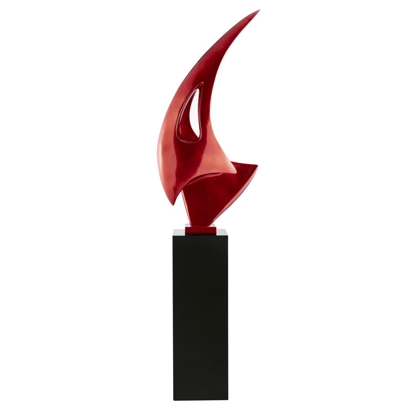 Haldis Modern Sail Resin and MDF Sculpture, 68" H x 8" W x 10" D, Metallic Red/Black
