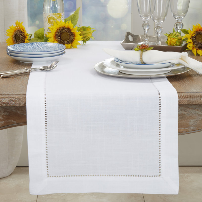 Channy Polyester Table Runner, 90" L x 16" W, White