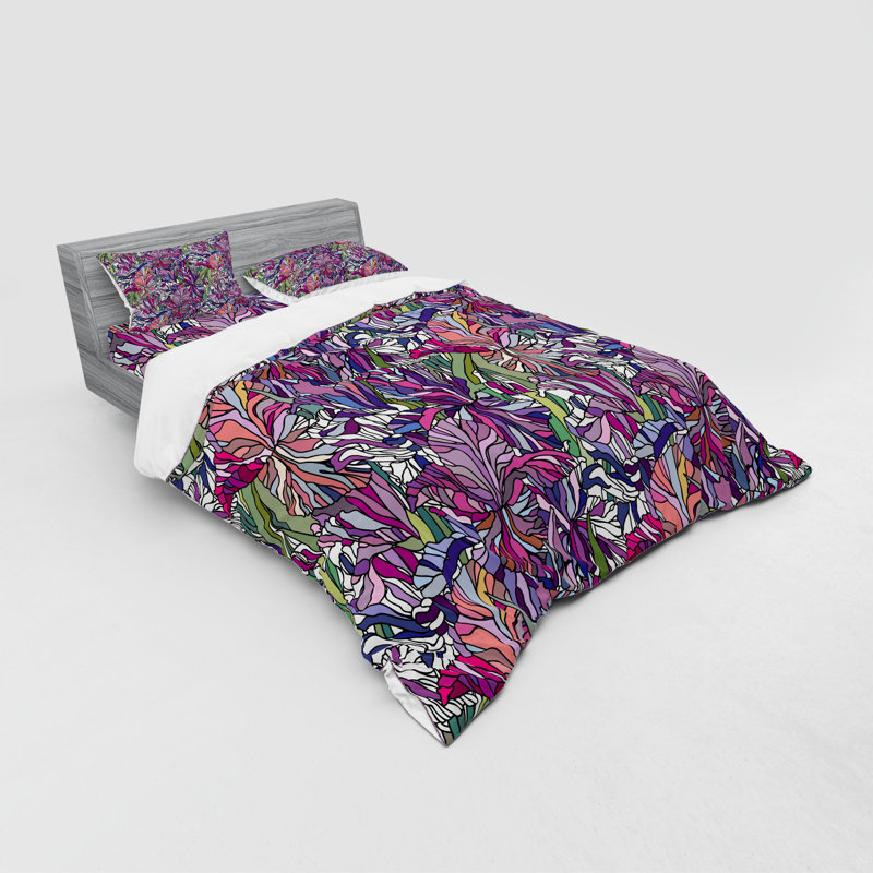Ensemble de housse de couette floral en microfibre, Housse de couette grand + 3 pièces supplémentair