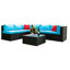 Ensemble de canapé modulaire en U 5 pièces avec 2 coussins en osier et coussin-151997959-151997956
