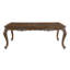 Table de salle à manger rectangulaire extensible Latisha Vintage 80-96 po – Finition chêne antique avec garniture argentée appliquée à la main, pieds et ceinture sculptés de motifs floraux, avec rallonge – Table de salle à manger pour la maison