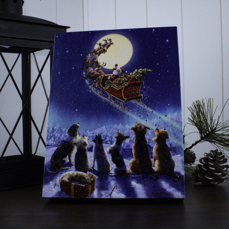 Santa's Arrival 8x6 Lighted Tabletop Canvas