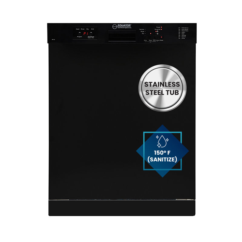 Lave-vaisselle 24 "Europe contrôle 15 pl eau 3,4g silencieux 51 dB 120V E-Star, Noir