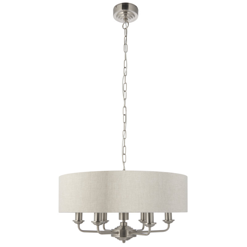 Landover 6 - Light Drum Chandelier, Brushed Chrome, Natural