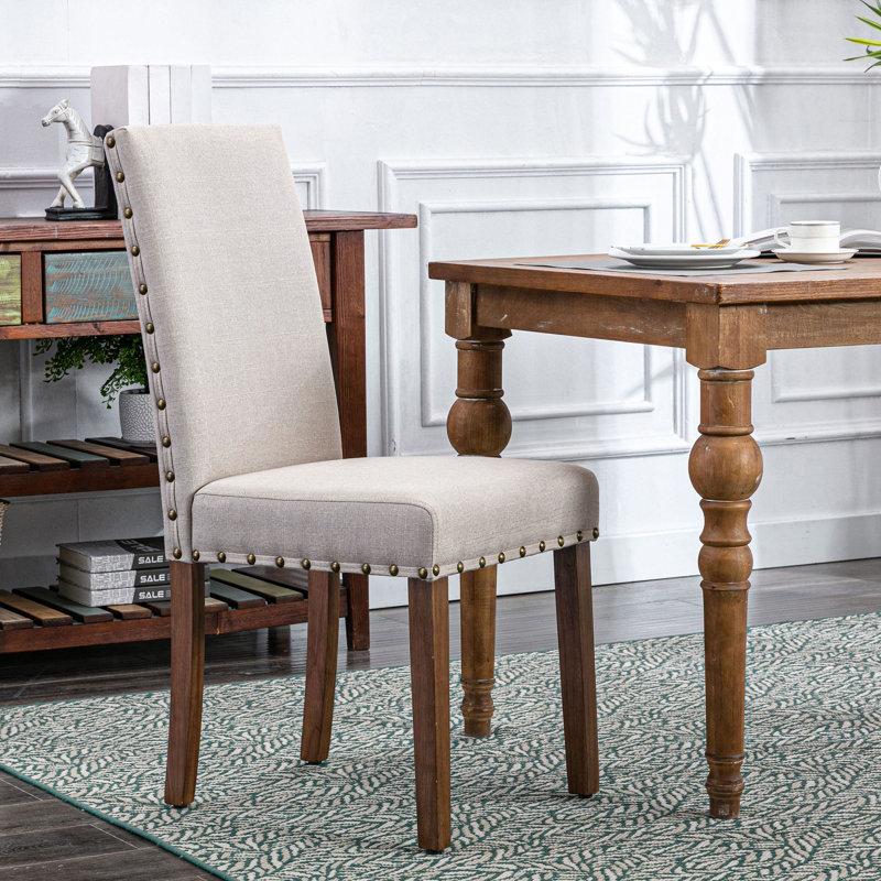 19'' H Linen Upholstered Parsons Chair, Beige