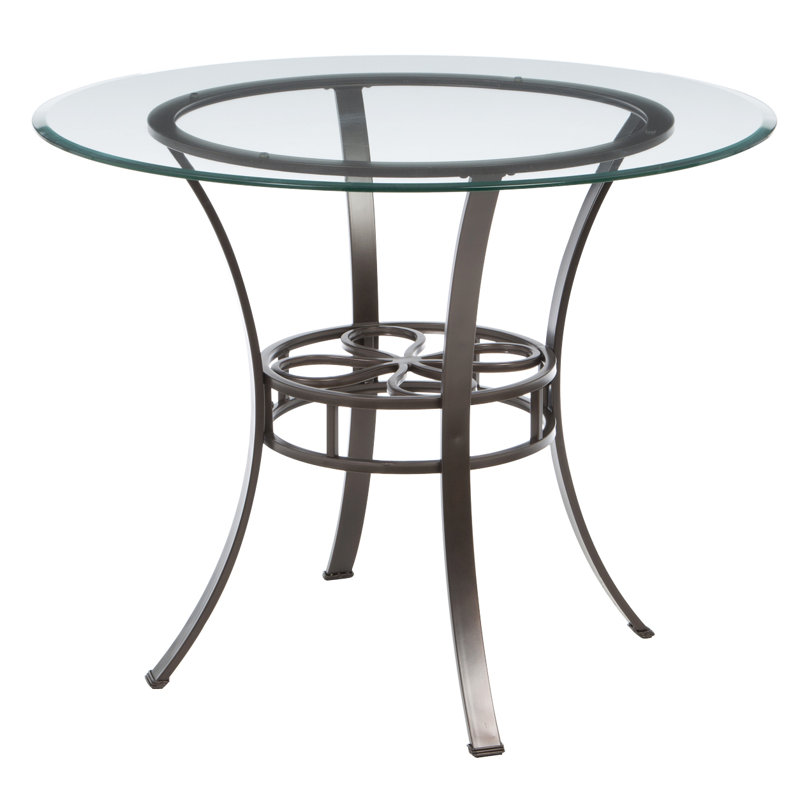 Round Glass Top Metal Base Dining Table