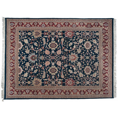 One-of-a-Kind Rectangle 9' X 12' New Age Wool Area Rug in Navy/Beige/Brown
