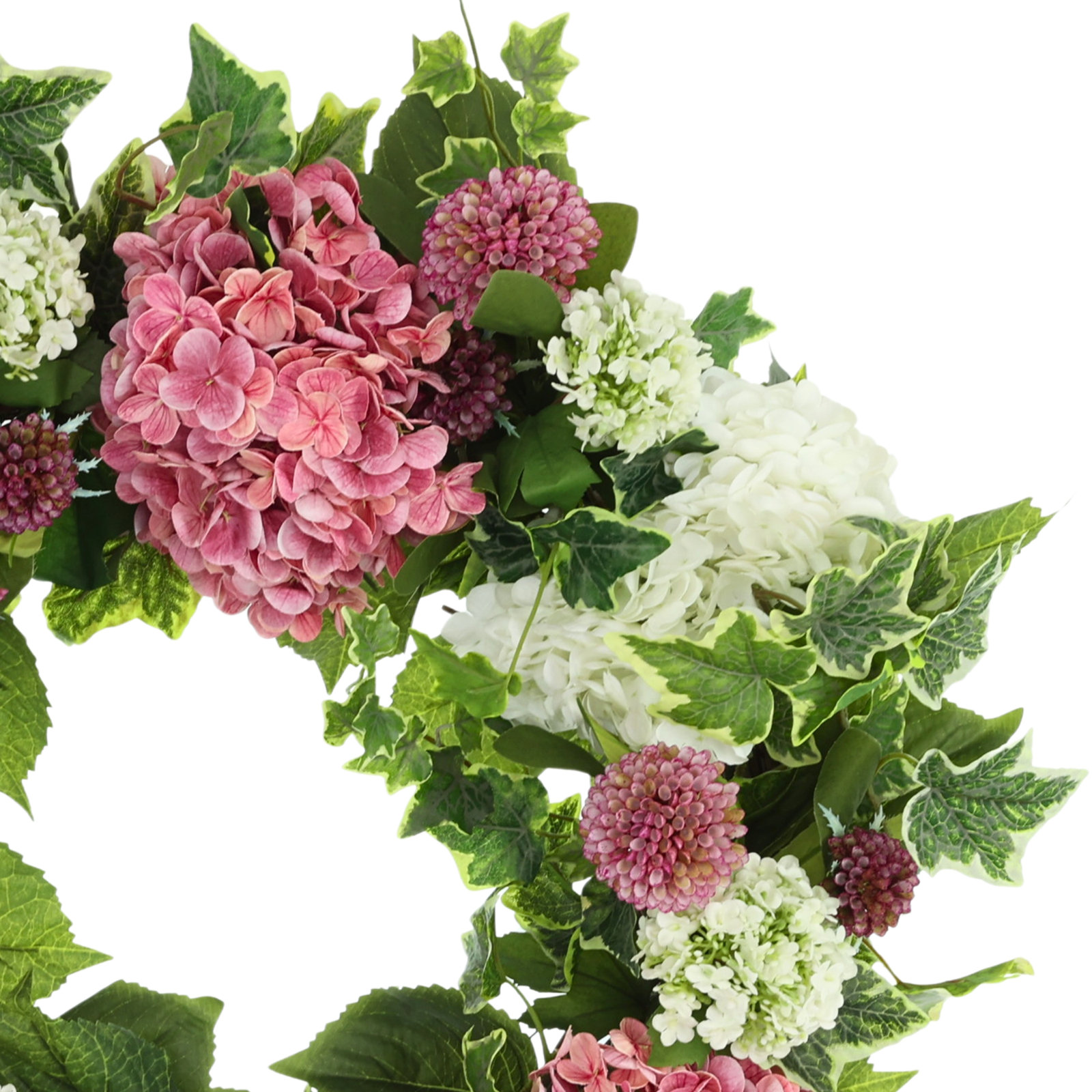 24" Hydrangea Wreath with Dahlias and Ivy
