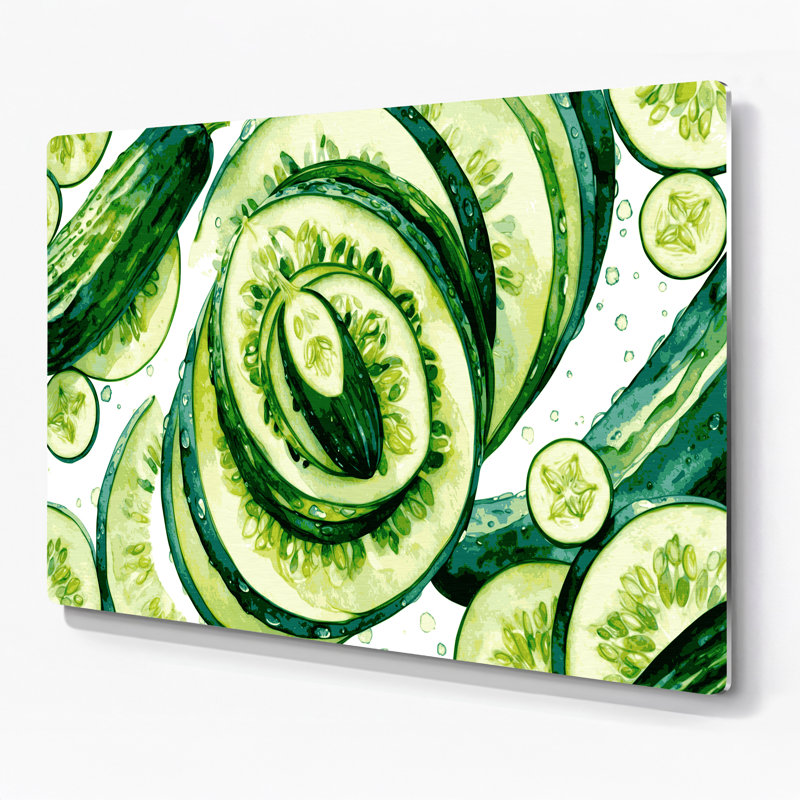 Légumes, concombre, art perse beige en métal