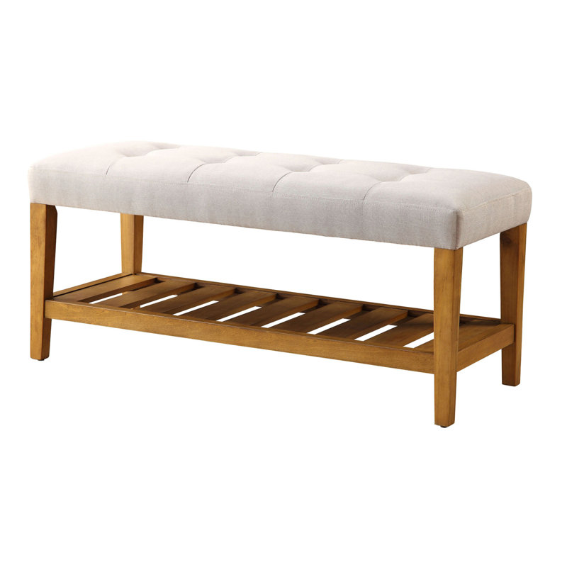 Tufted Padded Seat Bench, Beige