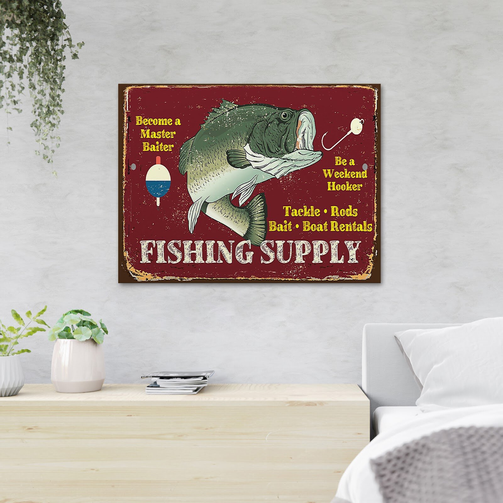 Trinx Big Fish On Red Background - Become A Master Baite Value Does Not  Apply On Canvas Print