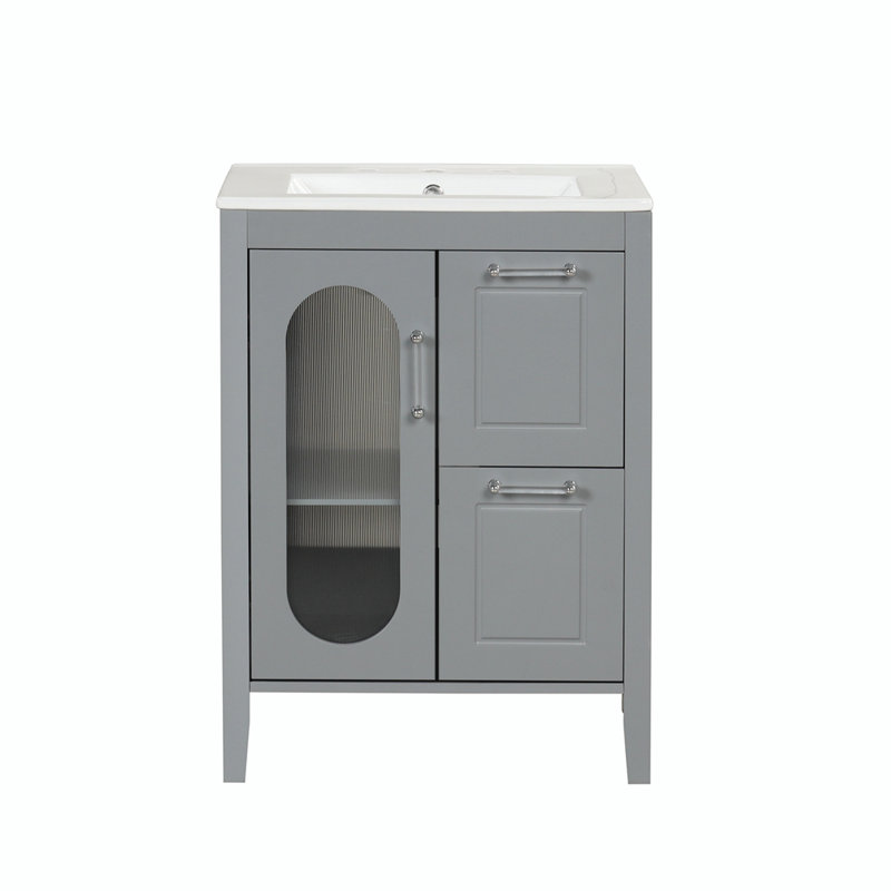 Meuble-lavabo 24 po avec lavabo, Gris