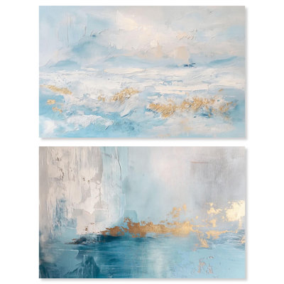 Indigo Wreck, ensemble de 2 toiles vertes et bleues par Art Remedy