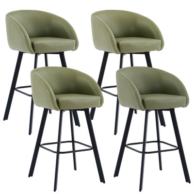 Swivel Upholstered Counter & Bar Stools with Back and Arms for Kitchen Island