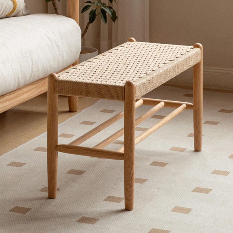 Banc en bois massif Burlywood, H 16,14 po x l 23,62 po x P 11,81 po