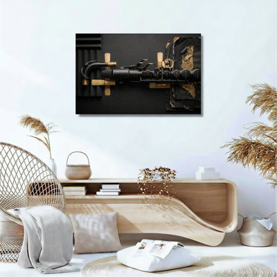 Ensemble de 1 tableau sur toile représentant un saxophone