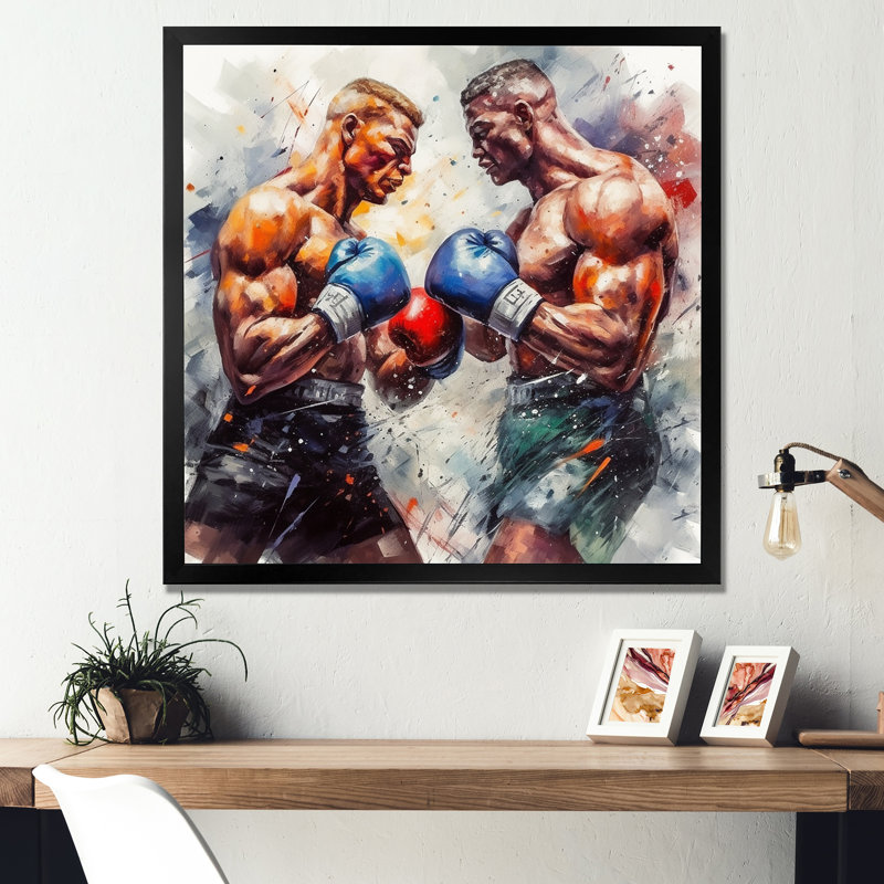 «Legendary Fight I» sur toile, Cadre d'angle fermé noir, H 16 po x l 16 po x P 1 po