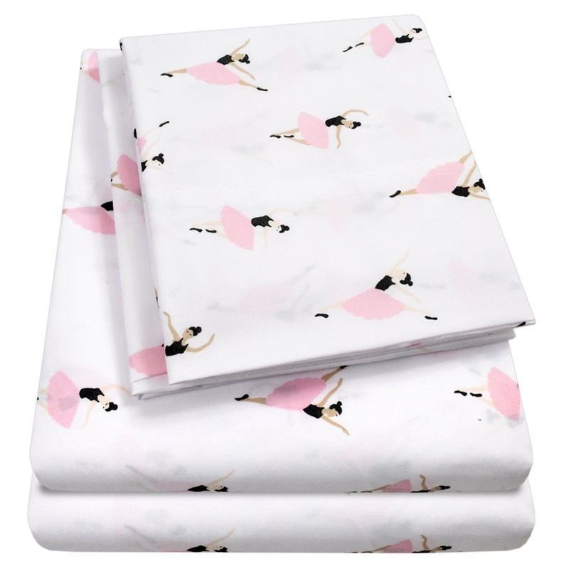 Twin Black and Pink Microfiber Kids' Ballerina Sheet Set