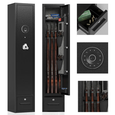 Gun Safes & Cabinets,Gun Safes for Home Rifle and Pistols,Rifle Gun Safe with Drawer,Gun Cabinet for Rifles and Shotguns with/without Scopes,Shotgun Safe with Removable Shelf and Gun Rack
