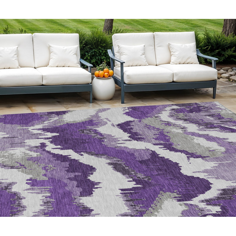 Tapis intérieur lavable abstrait 9 pi x 12 pi gris