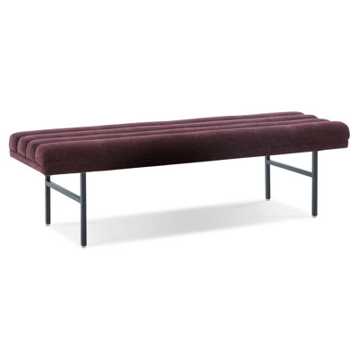 Bolus 55" Channeled Chenille Velvet Bench In Mello Plum