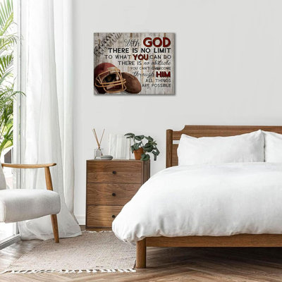 Football Sports Wall Art Stuff Religious Football Canvas Vintage Art Prints Sport Poster Inspirational Quotes Rugby Paintings Motivational Pictures For Boys Room Bedroom Gym Wall Decor Framed