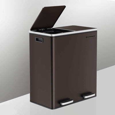 2 x 8 Gallon Stainless Steel Multi-Compartments Trash Can with 15 trash bags