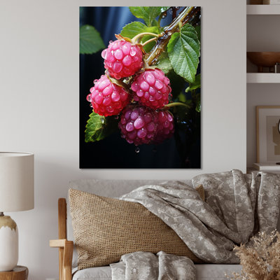 Lustrous Raspberry Radiance II - fruits, art mural en métal