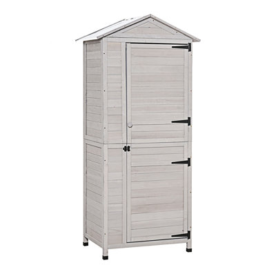 Modern Storage Shed Cabinet, Outdoor Tool Shed Organizer With 4-Tier